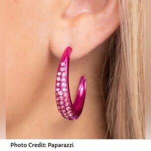 NEW Paparazzi Pink Rhinestone Hoops